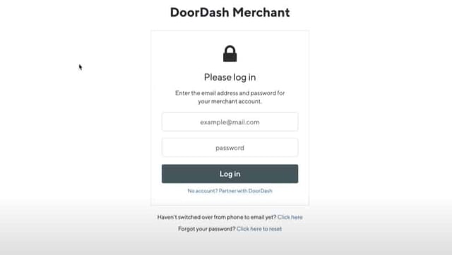 Doordash Merchant portal log in