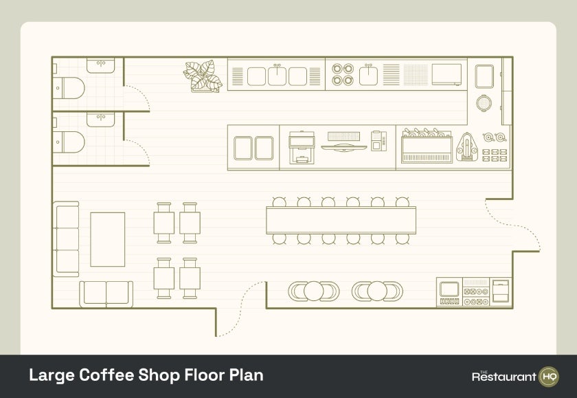 Large coffee shop floor plan.