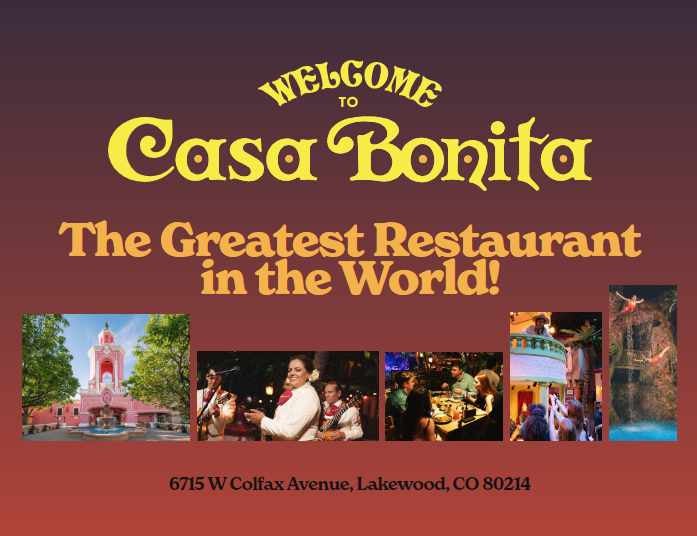 Casa Bonita photos showing the building, dining, and entertainment