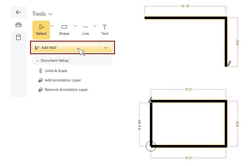 Smart Draw floorplan drawing tool.