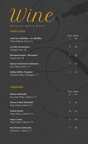 wine menu template