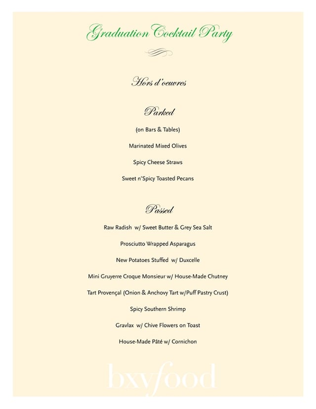 elegant hors d-oeuvres catering menu