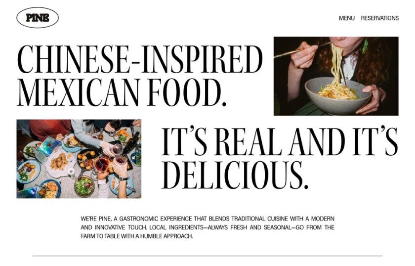 A landing page for a Chinese-inspired Mexican restaurant website built with Squarespace.