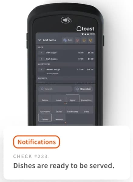 Toast handheld with notifications