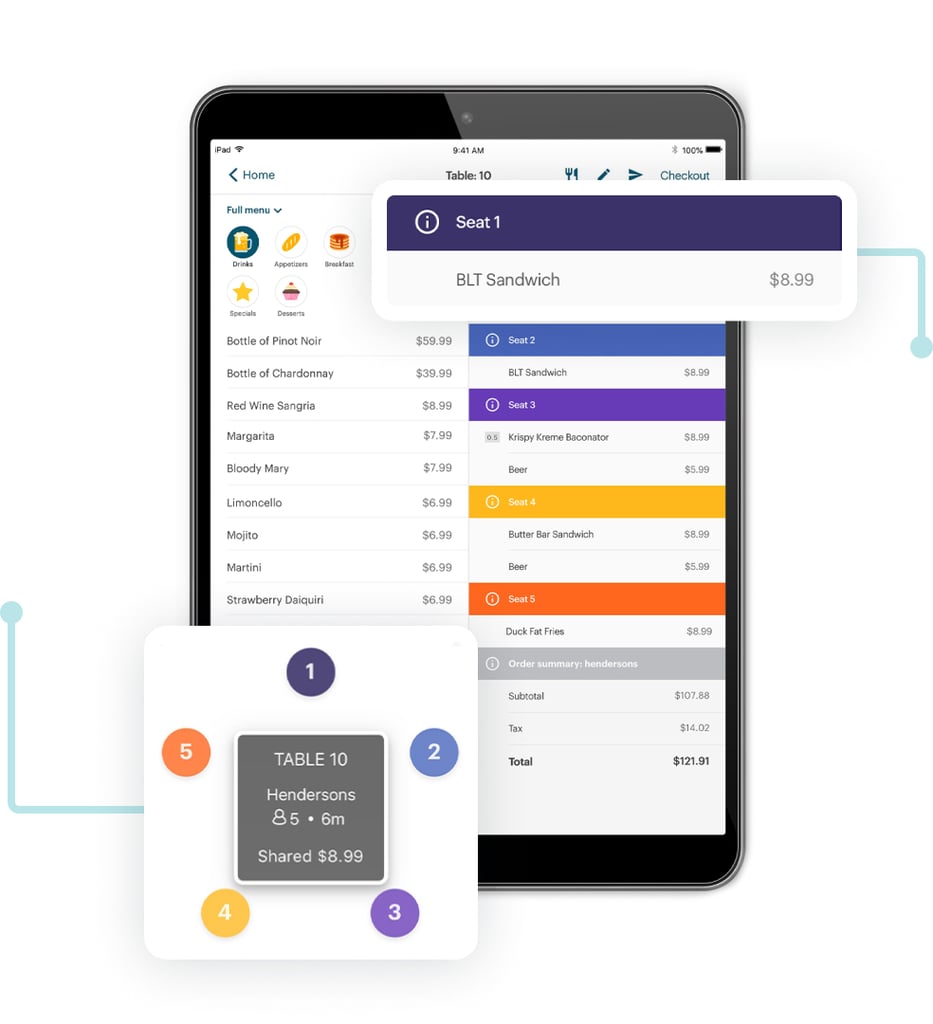 Table splitting and ordering are simple with TouchBistro. 