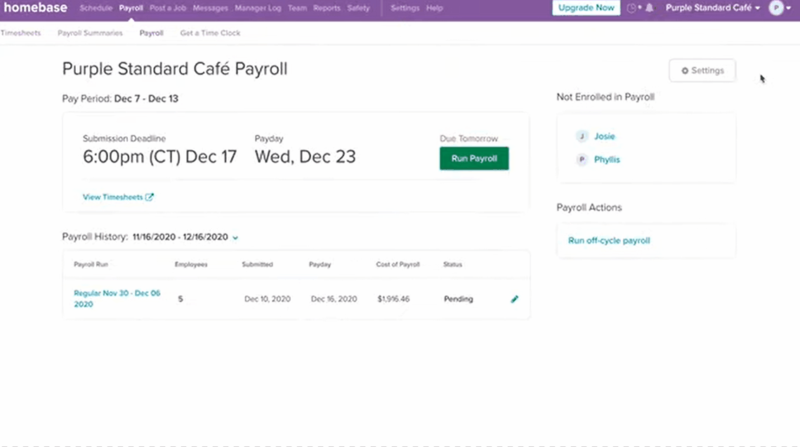 With Homebase Payroll, you can run payroll in three easy steps.