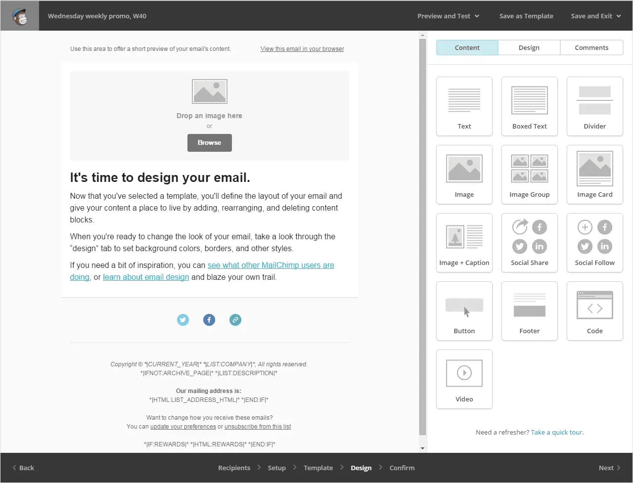 Mailchimp's email builder.