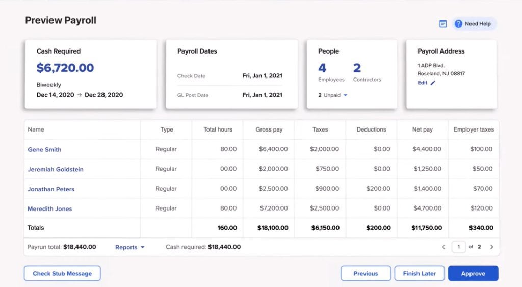 With ADP Run, you can immediately approve payroll or finalize the pay run before the pay period’s payroll deadline