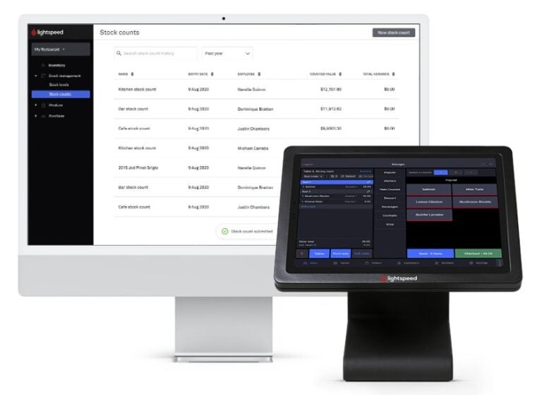 Lightspeed Restaurant POS and dashboard.