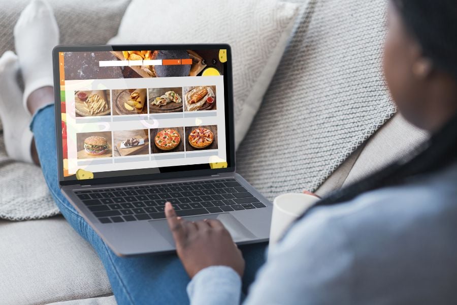 Woman ordering food online