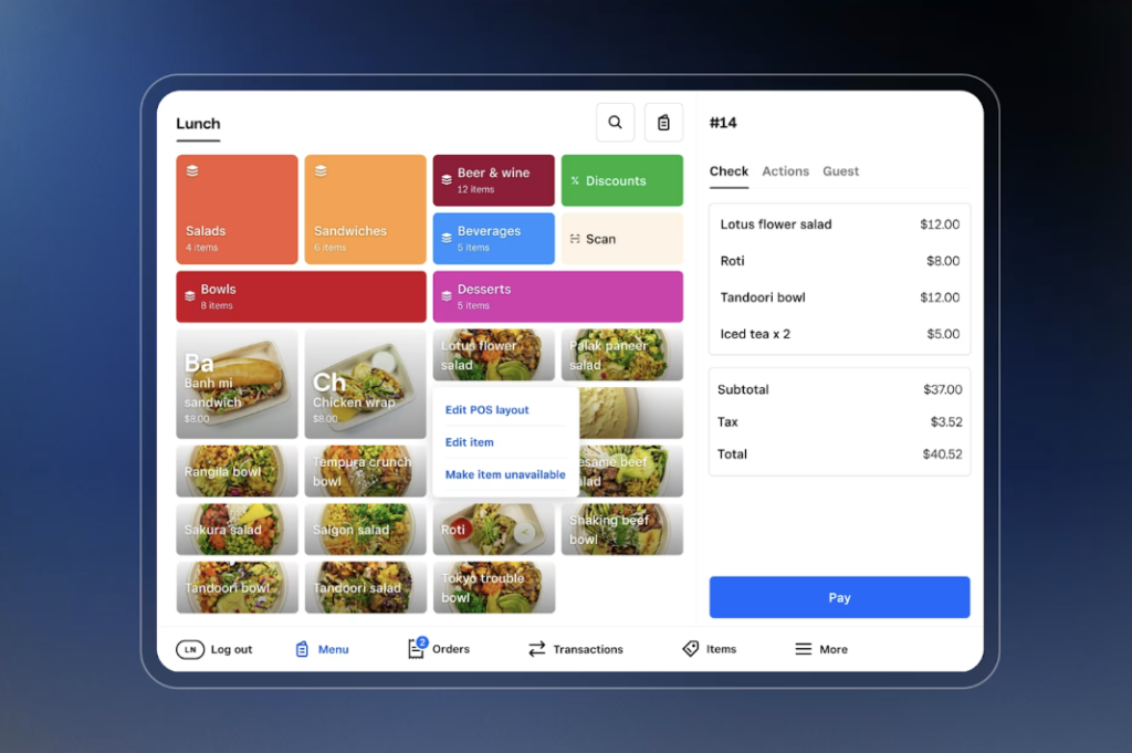 Square's consolidated order dashboard