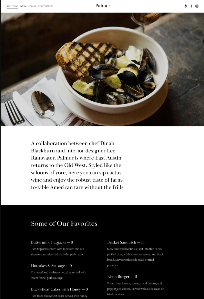 Palmer Squarespace template