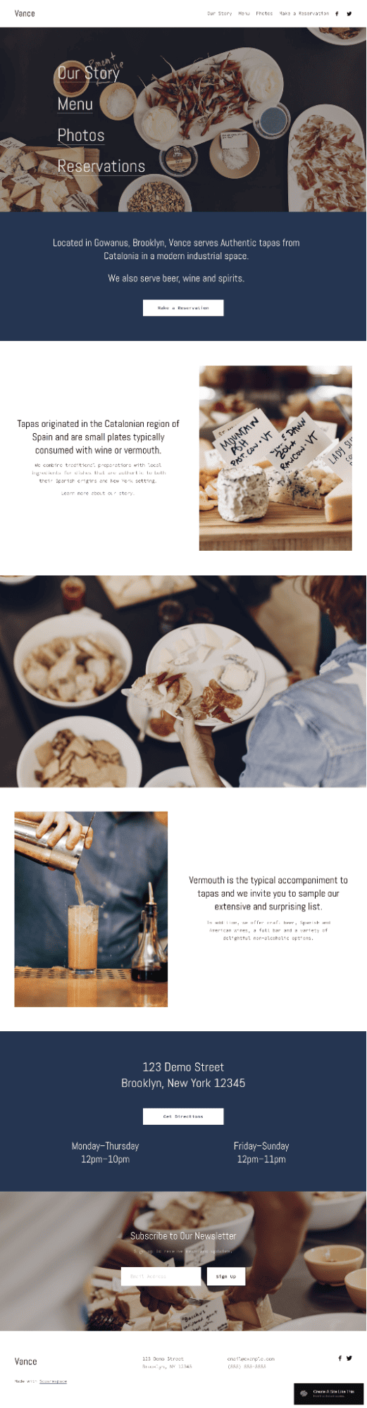 Vance Squarespace template